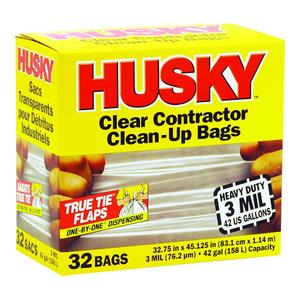 Poly-America Husky 42 Gallon Clear Contactor Clean-up Bags (32/Box)