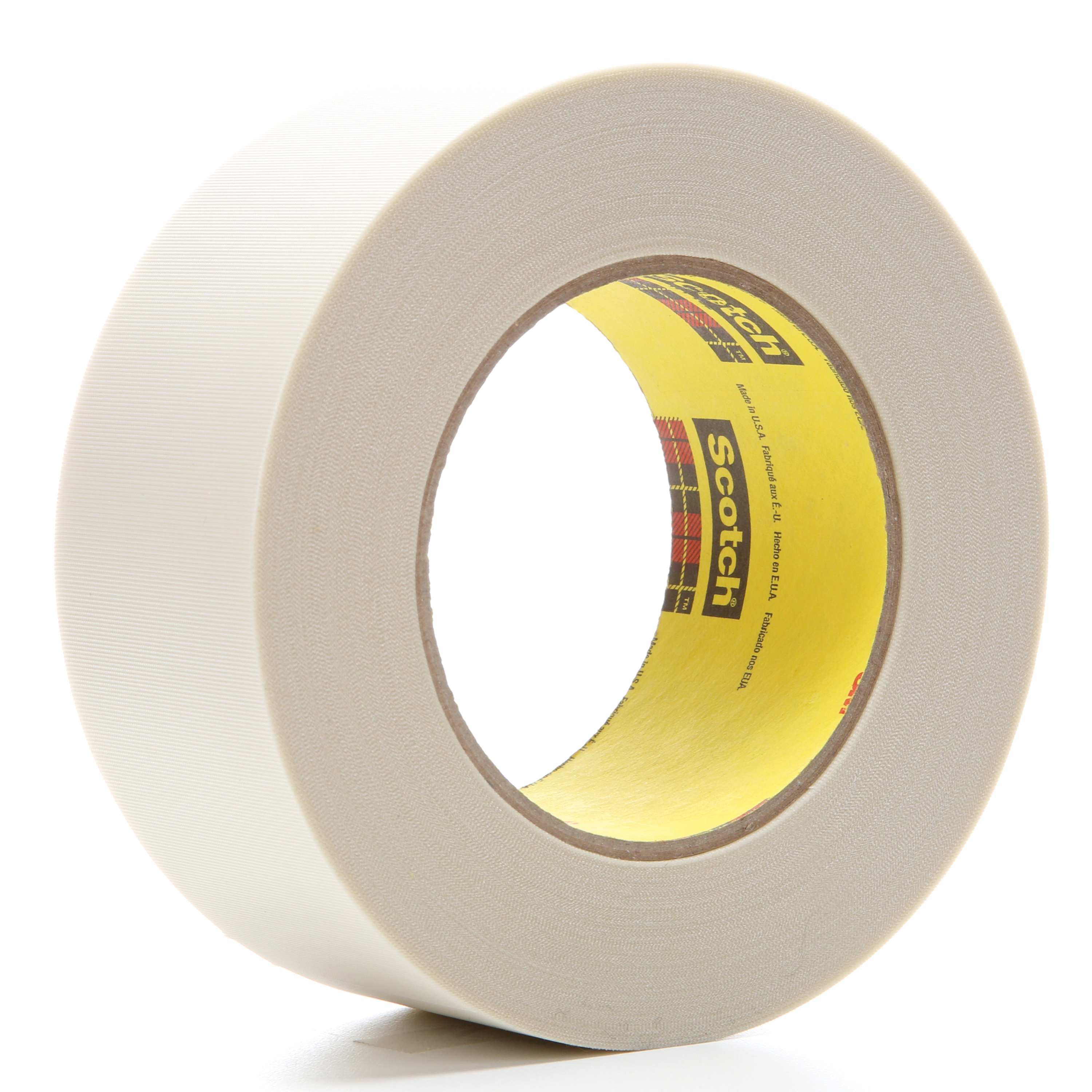 3M™ 021200-04275 Cloth Tape, 60 yd L x 2 in W, 6.4 mil THK, Silicon Adhesive, Glass Cloth Backing, White