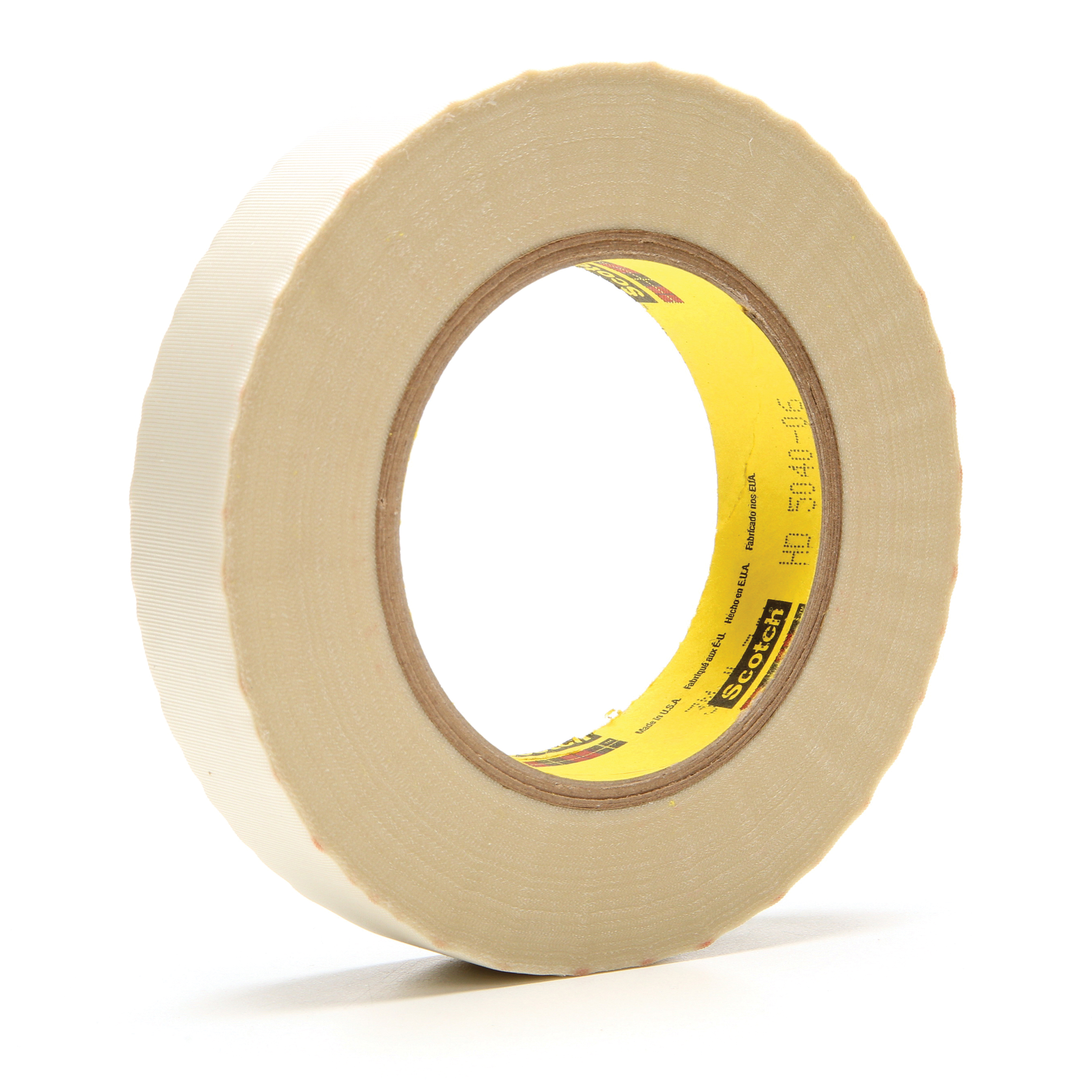 3M™ 021200-23713 Cloth Tape, 60 yd L x 1 in W, 6.4 mil THK, Silicon Adhesive, Glass Cloth Backing, White
