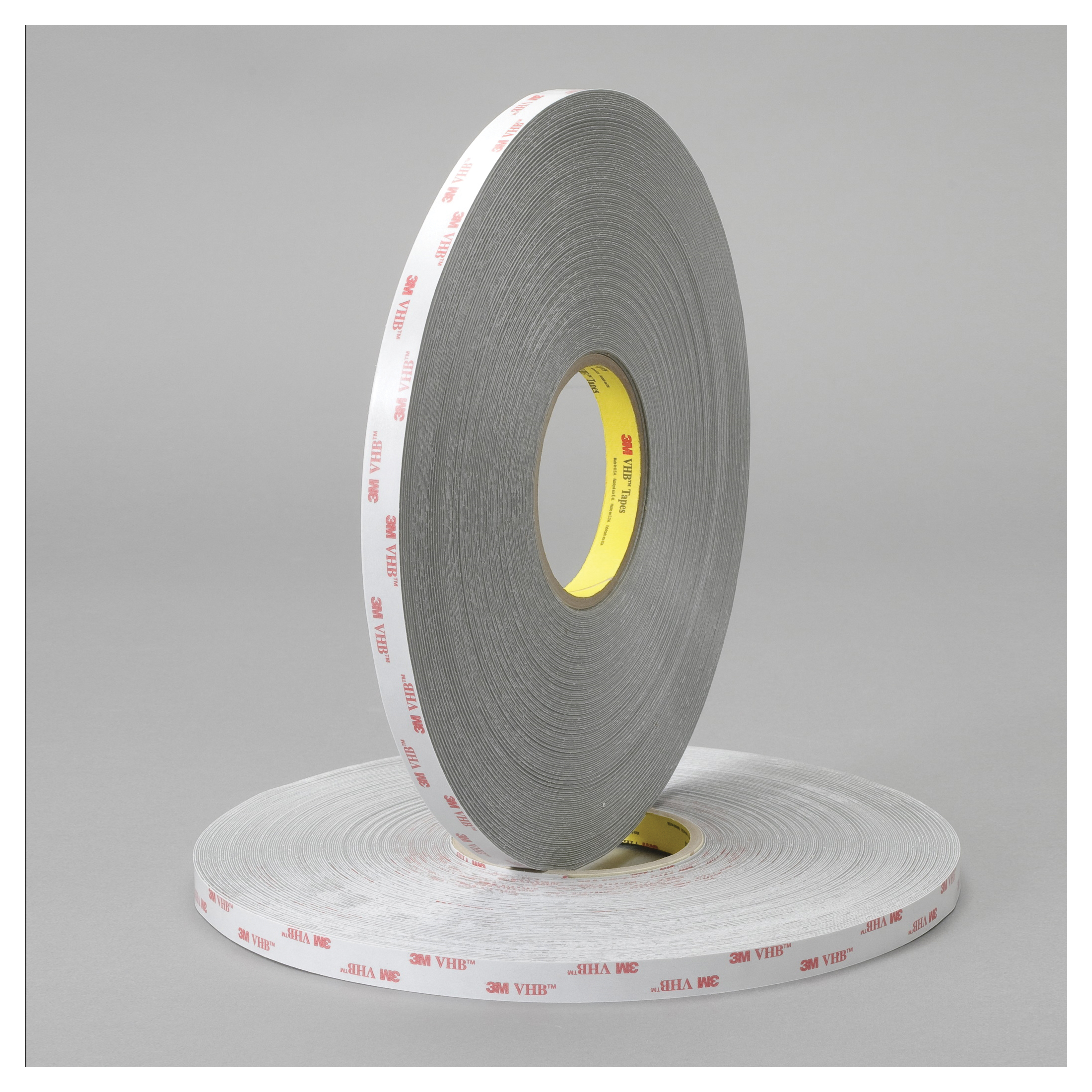 3M™ VHB™ 021200-64618 Pressure Sensitive Double Sided Bonding Tape, 72 yd L x 1/2 in W, 0.025 in THK, Multi-Purpose Acrylic Adhesive, Acrylic Foam Backing, Gray