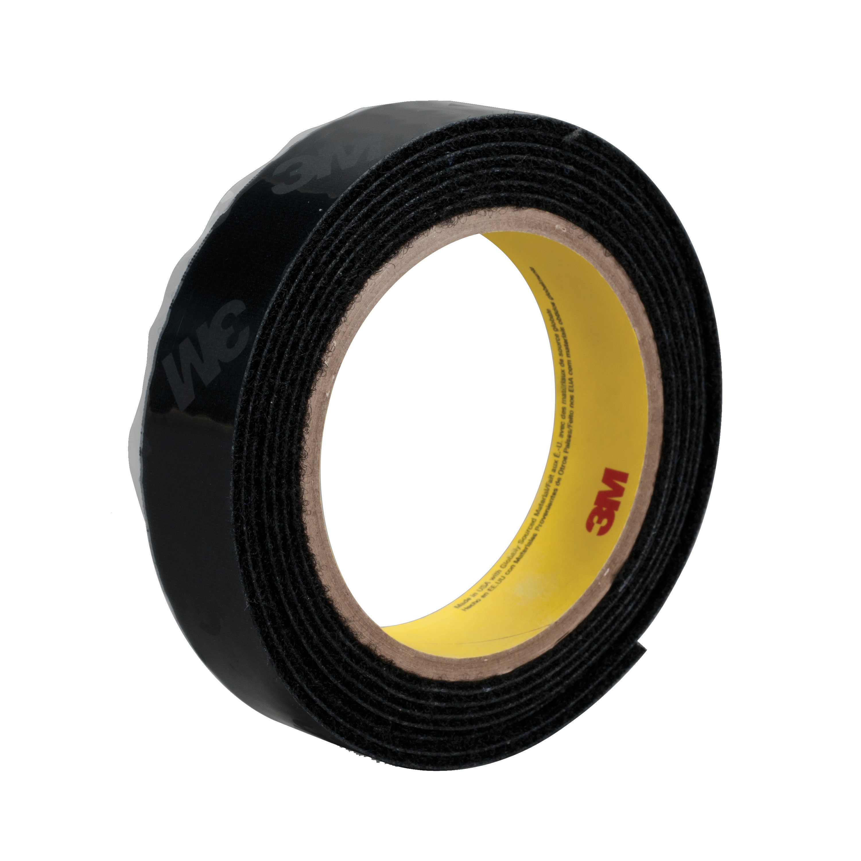 3M™ 021200-87314 Reclosable Loop Fastener Tape, 50 yd L x 1-1/2 in W, 0.17 in THK Engaged, High Performance Acrylic PSA Adhesive, Woven Nylon Backing, Black