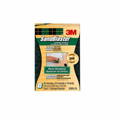 3M™ SandBlaster™ 051111-11515 Advanced Sanding Sponge, 3-3/4 in L x 2-1/2 in W x 1 in THK, 36 Grit, Coarse Grade