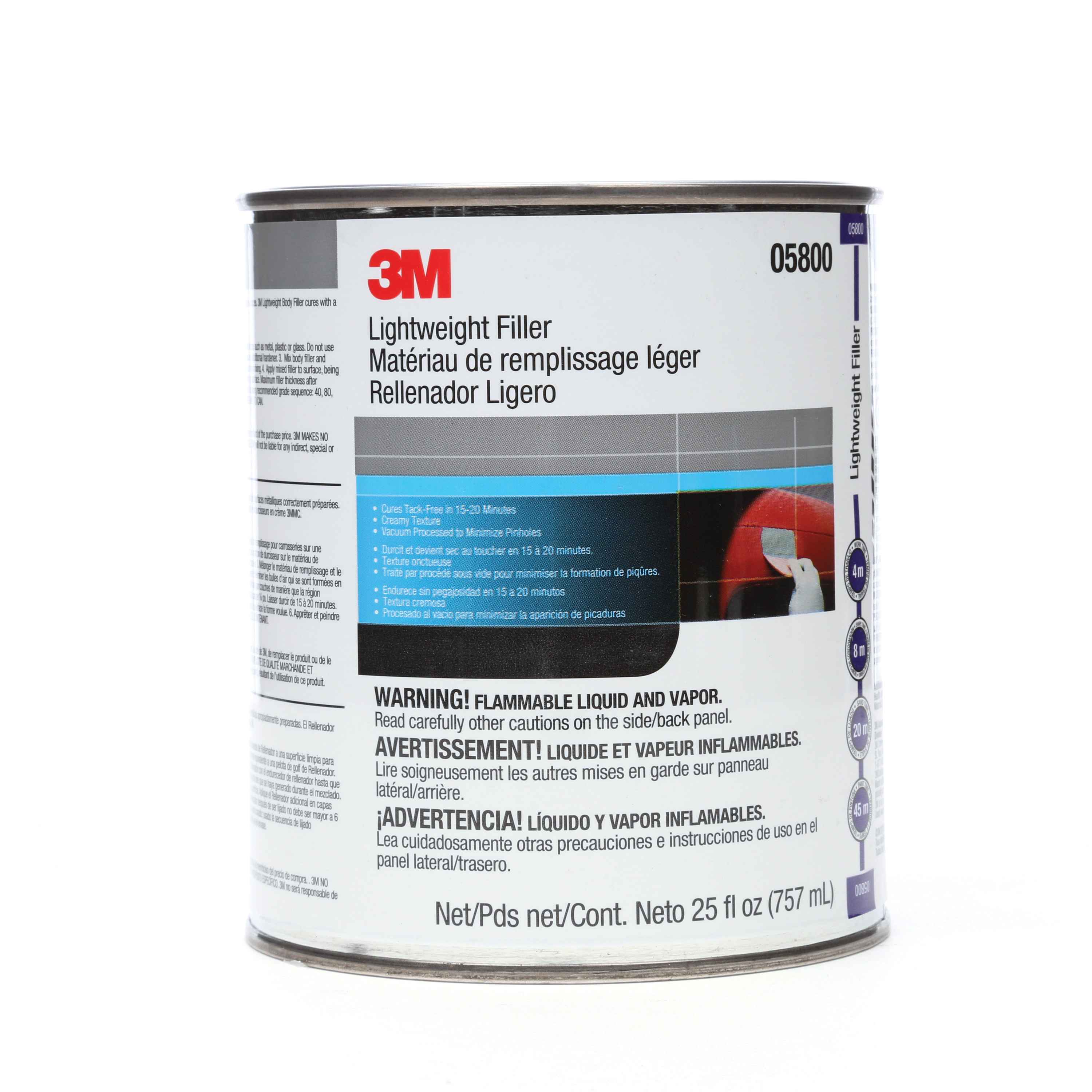 3M™ 051131-05800 Lightweight Body Filler, 1 qt Can, Gray/Red, Paste Form