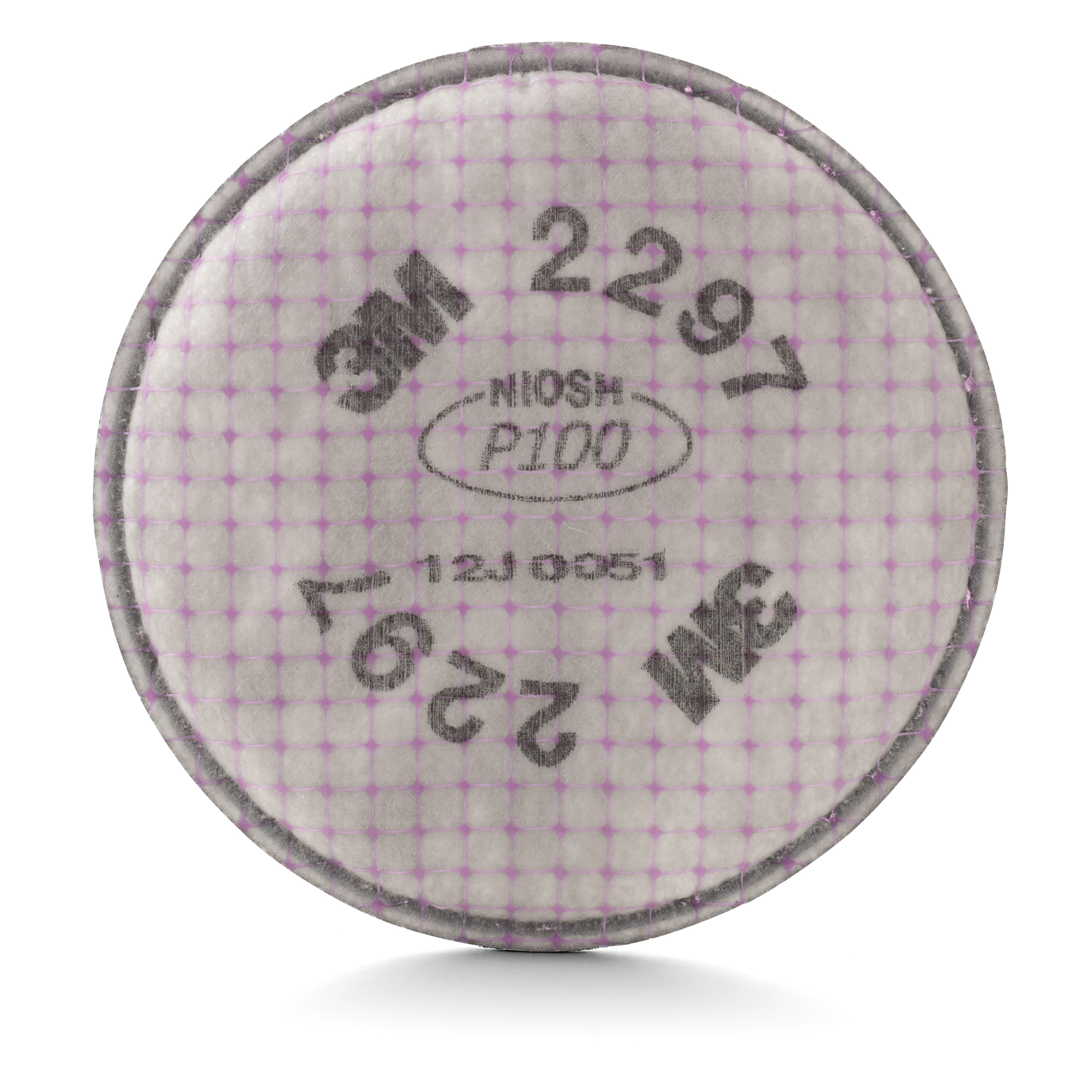 3M™ 051131-17172 2297 Particulate Filter, For Use With 3M™ 5000 and 6000 Series Reusable Respirators, P100 Filter Class, 0.9997 Filter Efficiency, Bayonet Connection, Magenta/Gray, Resists: Non-Oil Based Particulates and Nuisance Organic Vapors