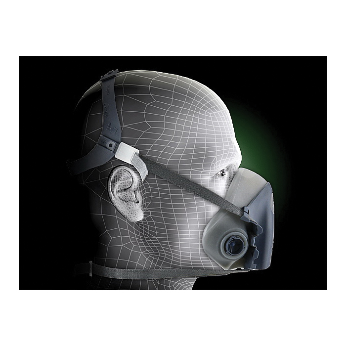 3M™ 051131-37081 7500 Probed Reusable Half Face Mask Respirator, S, 4-Point Suspension, Bayonet Connection, Resists: Multi-Contaminants