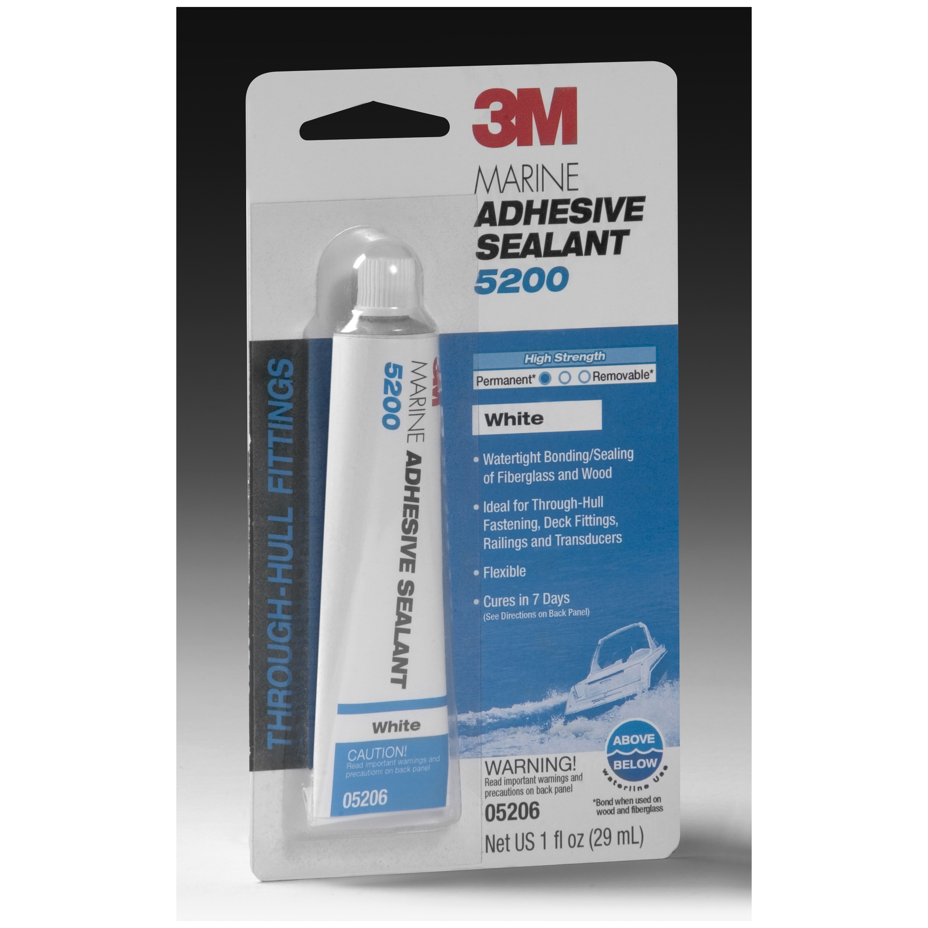 3M™ 051135-05206 Marine Adhesive Sealant, 1 fl-oz Tube, White, Polyurethane Base