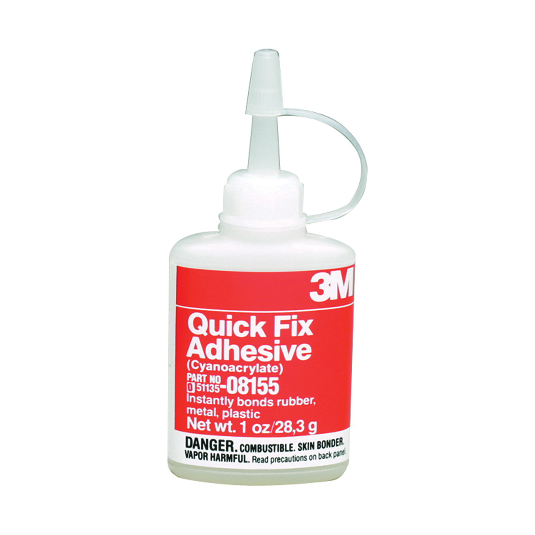 3M™ 051135-08155 1-Component General Purpose Quick-Fix Adhesive, 1 oz Bottle, Clear, 1 min Curing