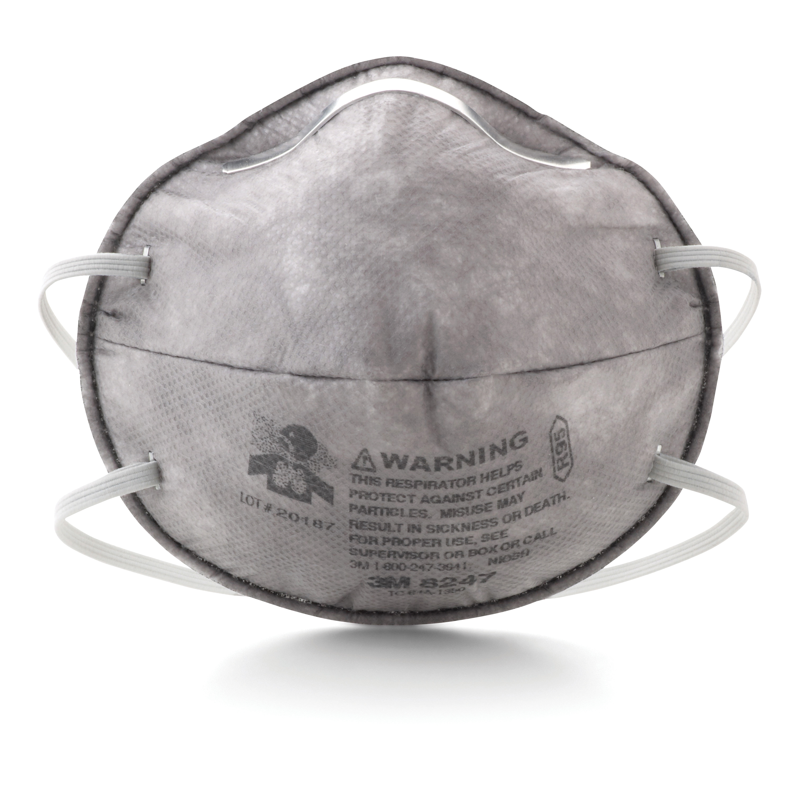 3M™ 051138-54358 8247 Cup Style Disposable Lightweight Particulate Respirator, Standard, Resists: Certain Oil, Non-Oil Based Particles and Organic Vapors