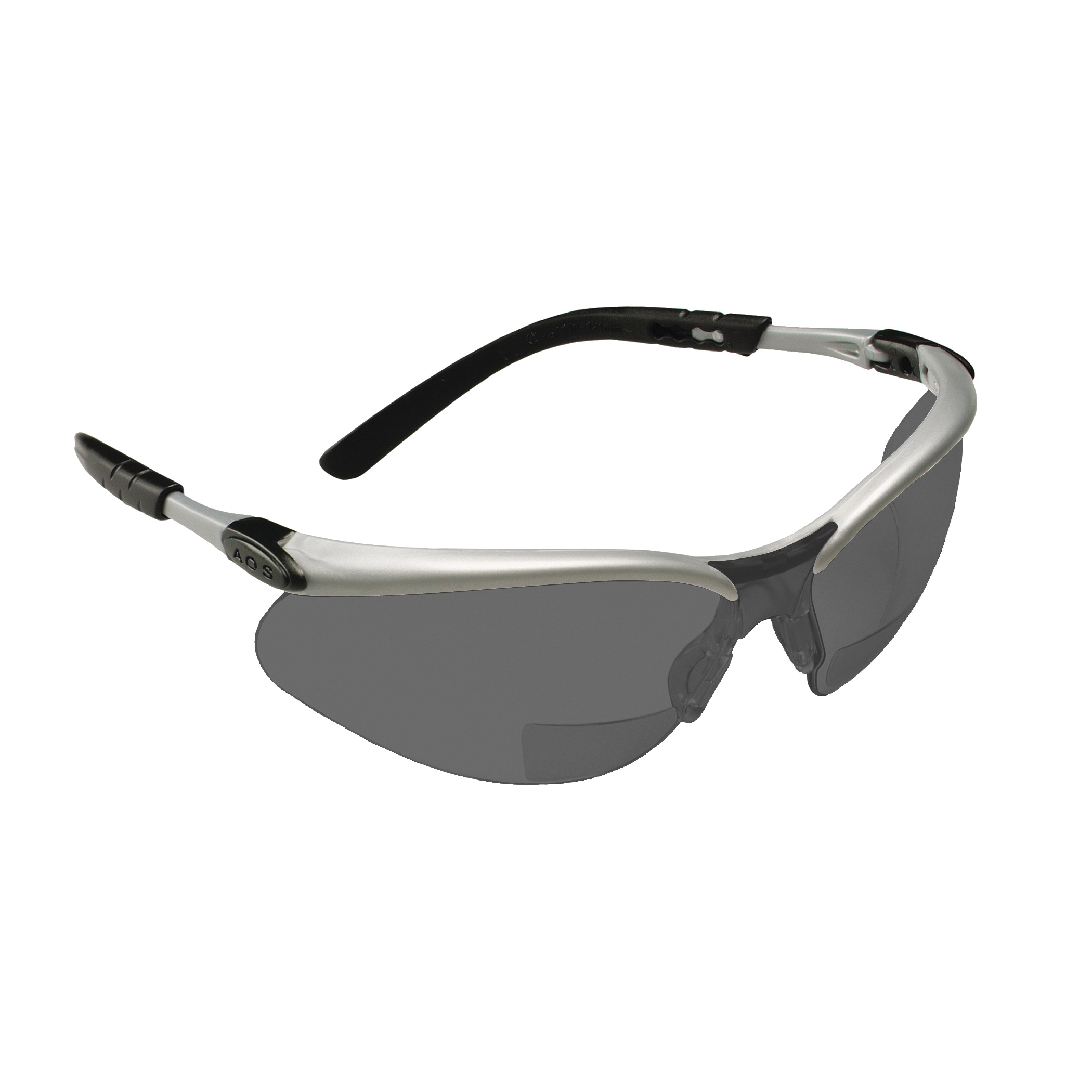 3M™ BX™ 078371-62051 Bi-Focal Lens Lightweight Reader Protective Eyewear, 2.5 Diopter, Gray Lens, Black/Silver, Plastic Frame, Polycarbonate Lens, 99.9 % UV Protection, ANSI Z87.1-2015, CSA Z94.3-2007