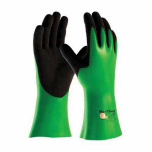 ATG® MaxiChem® 56-635 Chemical Resistant Gloves, Lycra®/Nitrile/Nylon, Black/Green, Nylonycra® Lining, 14 in L, Resists: Abrasion, Cut, Tear, Liquid and Puncture, Supported Support, Gauntlet Cuff