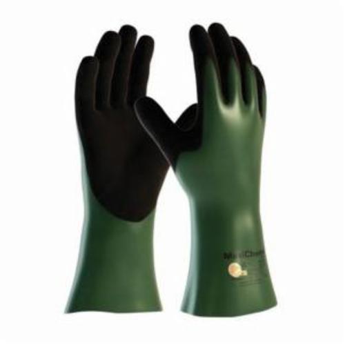 ATG® MaxiChem® Cut™ 56-633 Chemical Resistant Gloves, Engineered Yarn/Nitrile, Black/Green/White, White HPPE Lining, 12 in L, Resists: Abrasion, Cut, Puncture and Tear, Supported Support, Gauntlet Cuff