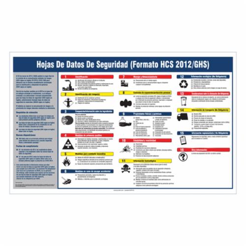 Accuform® SHZTP133 SDS Poster, Spanish, Safety Data Sheets (HCS 2012/GHS Format), 20 in L x 32 in W