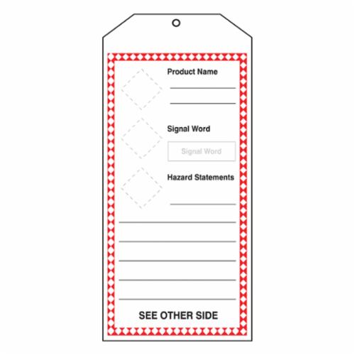Accuform® THS405PTM GHS Jumbo Tag, 8-1/2 in H x 3-7/8 in W, White, 3/8 in Hole, Plastic