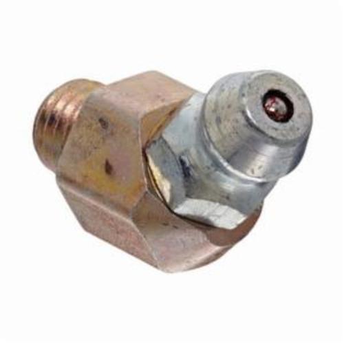 Alemite® 3053-B 45 deg Thread Forming Grease Fitting, 1/4-28 Special Taper Male Thread, 13/16 in OAL, 0.19 in L Shank, Steel, Trivalent Zinc Plated