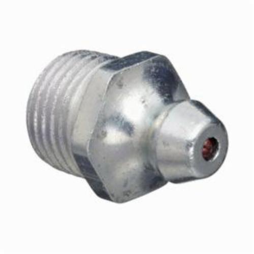 Alemite® B1610-BL Standard Straight Grease Fitting, 1/8 in MPTF Thread, 11/16 in OAL, 19/64 in L Shank, Steel, Zinc Plated