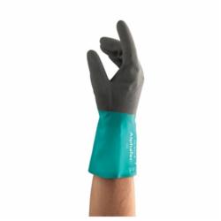 Ansell AlphaTec® 58-530B Medium Duty Chemical Resistant Gloves, Acrylic, Anthracite Gray Dip/Sea Green, Acrylic Lining, 12 in L, Resists: Abrasions and Cut, Supported Support, Gauntlet Cuff, 13 mil THK