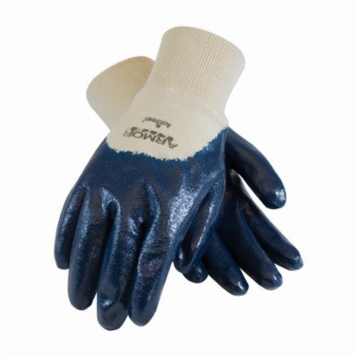 PIP® ArmorLite® 56-3170 Dipped Chemical Resistant Gloves, Nitrile, Green/Natural, Cotton Interlock Lined Lining, 10.8 in L, Resists: Grease and Oil, Supported Support, Knit Wrist Cuff