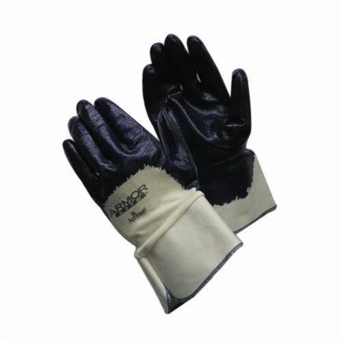 PIP® ArmorLite® 56-3175 Dipped Chemical Resistant Gloves, Nitrile, Blue/Natural, Cotton Interlock Lined Lining, 10.8 in L, Resists: Abrasion, Cut, Grease, Oil, Puncture and Snag, Supported Support, Plasticized Safety Cuff