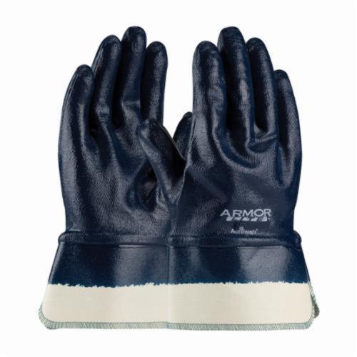 PIP® ArmorLite® 56-3176 Dipped Chemical Resistant Gloves, Nitrile, Blue, Cotton Interlock Lined Lining, 10.8 in L, Resists: Abrasion, Cut, Grease, Oil, Puncture and Snag, Supported Support, Plasticized Safety Cuff