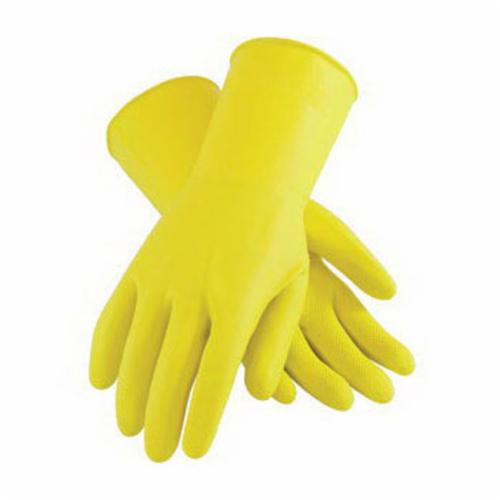 Assurance® 48-L212Y/M Chemical Resistant Gloves, M, Ambidextrous Hand, Cotton/Natural Rubber Latex, Yellow, Flock Lining, 11.8 in L, Resists: Acid, Alkalis, Alcohol, Animal Fat, Ketone and Salt, Unsupported Support, Roll Beaded Cuff, 11.8 mil THK