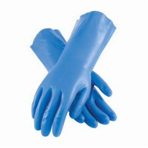 PIP® Assurance® 50-N160B Medium Weight Chemical Resistant Gloves, Nitrile, Blue, Flock Lined Lining, 13 in L, Resists: Abrasion, Cut, Chemical and Puncture, Unsupported Support, Straight Cuff, 15 mil THK, Hand Specific Hand