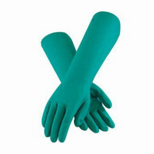 PIP® Assurance® 50-N2272G Chemical Resistant Gloves, Nitrile, Green, Unlined Lining, 18 in L, Resists: Abrasion, Chemical, Cut, Puncture and Snag, Unsupported Support, Straight Cuff, 22 mil THK, Hand Specific Hand