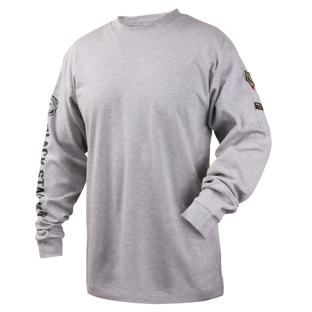 Black Stallion® TF2510-GY-MED TF2510-GY Long Sleeve T-Shirt, Men's, M, Heather Gray, Cotton Jersey Knit