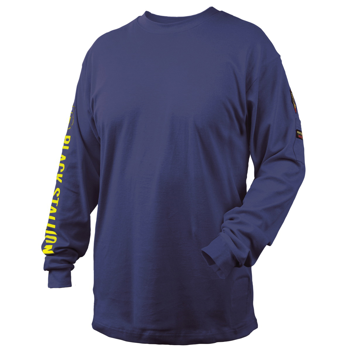Black Stallion® TF2510-NV-XLG TF2510-NV Long Sleeve T-Shirt, Men's, XL, Navy Blue, Cotton Jersey Knit