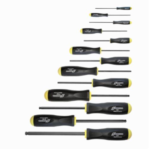 Bondhus® 10637 Ball End Standard Length Screwdriver Set, 13 Pieces, Steel/Thermoplastic/Soft Rubber Coated, ProGuard™