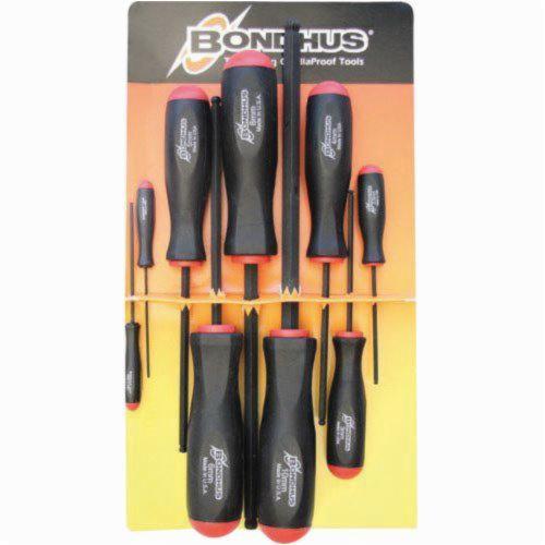 Bondhus® 10699 Ball End Standard Length Screwdriver Set, 9 Pieces, Steel/Thermoplastic/Soft Rubber Coated, ProGuard™