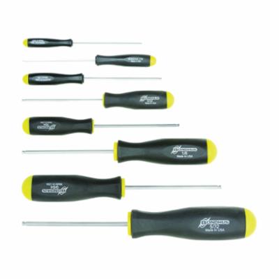 Bondhus® 16632 Ball End Screwdriver Set, 8 Pieces, Steel/Thermoplastic/Soft Rubber Coated, BriteGuard™ Plated