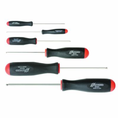 Bondhus® 16686 Ball End Screwdriver Set, 6 Pieces, Steel/Thermoplastic/Soft Rubber Coated, BriteGuard™ Plated