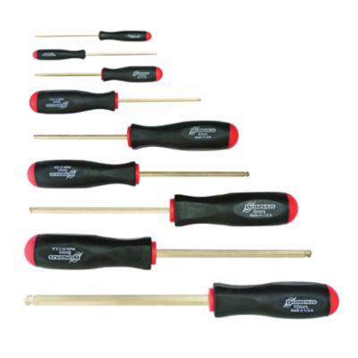 Bondhus® 38699 Ball End Screwdriver Set, 9 Pieces, Steel/Thermoplastic/Soft Rubber Coated, GoldGuard™ Plated