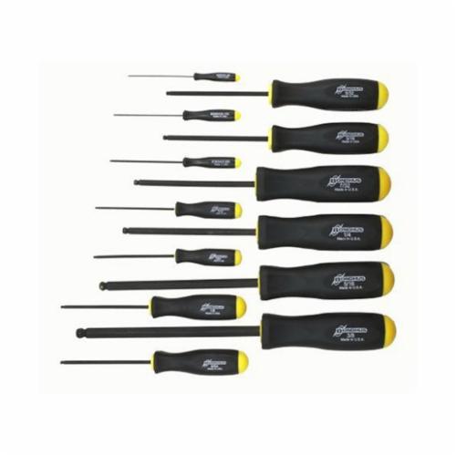 Bondhus® 74637 Ball End Screwdriver Set, 13 Pieces, Steel/Thermoplastic/Soft Rubber Coated, ProGuard™