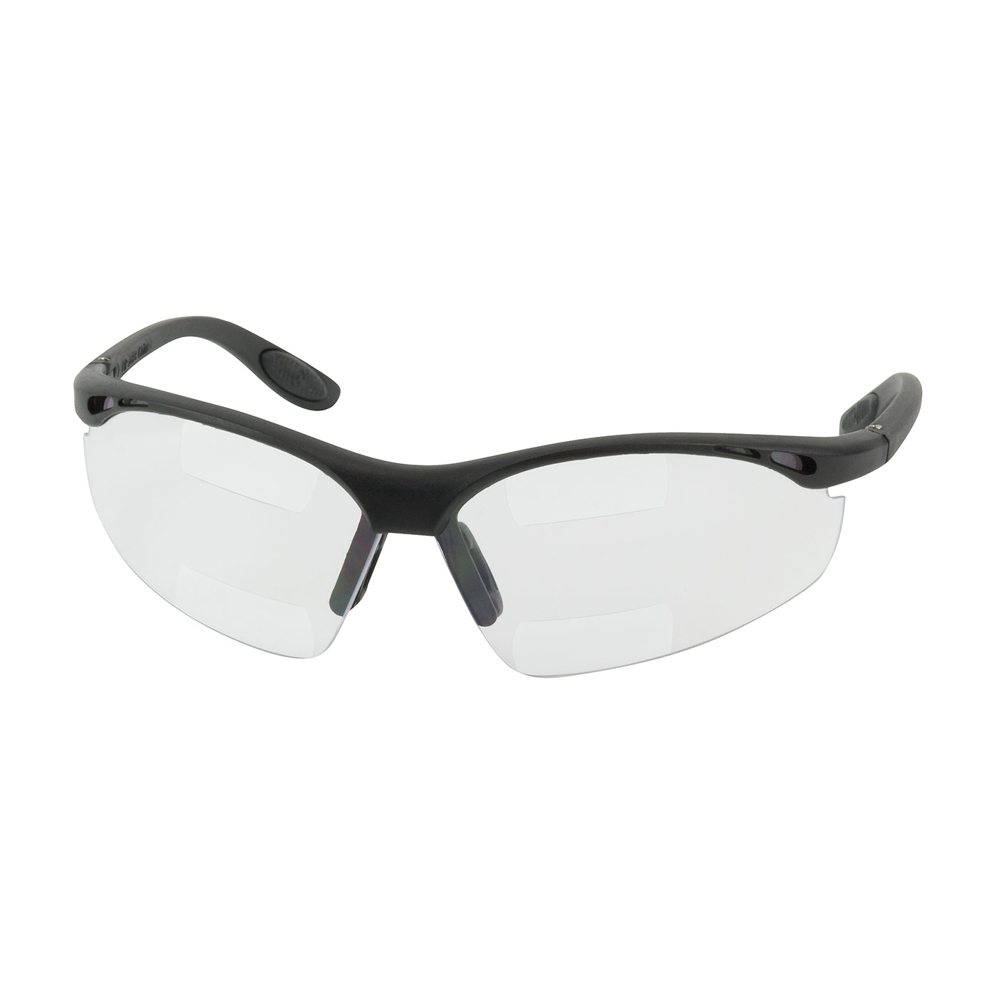 Bouton® 250-25-1515 Double Mag Readers™ 250-25 Dual Safety Reading Eyewear, +1.5 Diopter, Clear Lens, Black, Nylon Frame, Polycarbonate Lens, 99.9% UVA/UVB UV Protection, ANSI Z87.1+/Z87.1-2015
