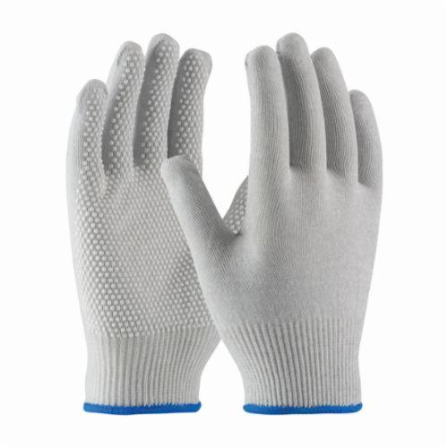 PIP® CleanTeam® 40-6411 Electrostatic Dissipative Antistatic Gloves, Full Finger/Seamless, Carbon Fiber/Nylon/Synthetic, Gray/White, Continuous Knit Wrist Cuff, PVC Dots, 8.7 in L, Resists: Abrasion, Cut, Puncture and Tear, Pair Hand