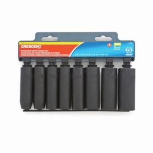Crescent® CIMS2 Impact Socket Set, ASME Specified, Imperial, 6 Points, 1/2 in Drive, 8 Pieces, Included Socket Size: 7/16 to 7/8 in