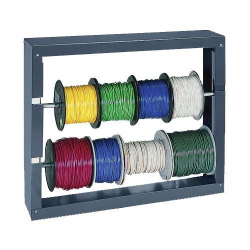 DURHAM MFG® 384-95 Wire Spool Rack, 5-7/8 in L x 26-1/8 in W x 21-1/2 in H, (6) 10 in Dia Spools Capacity, Gray