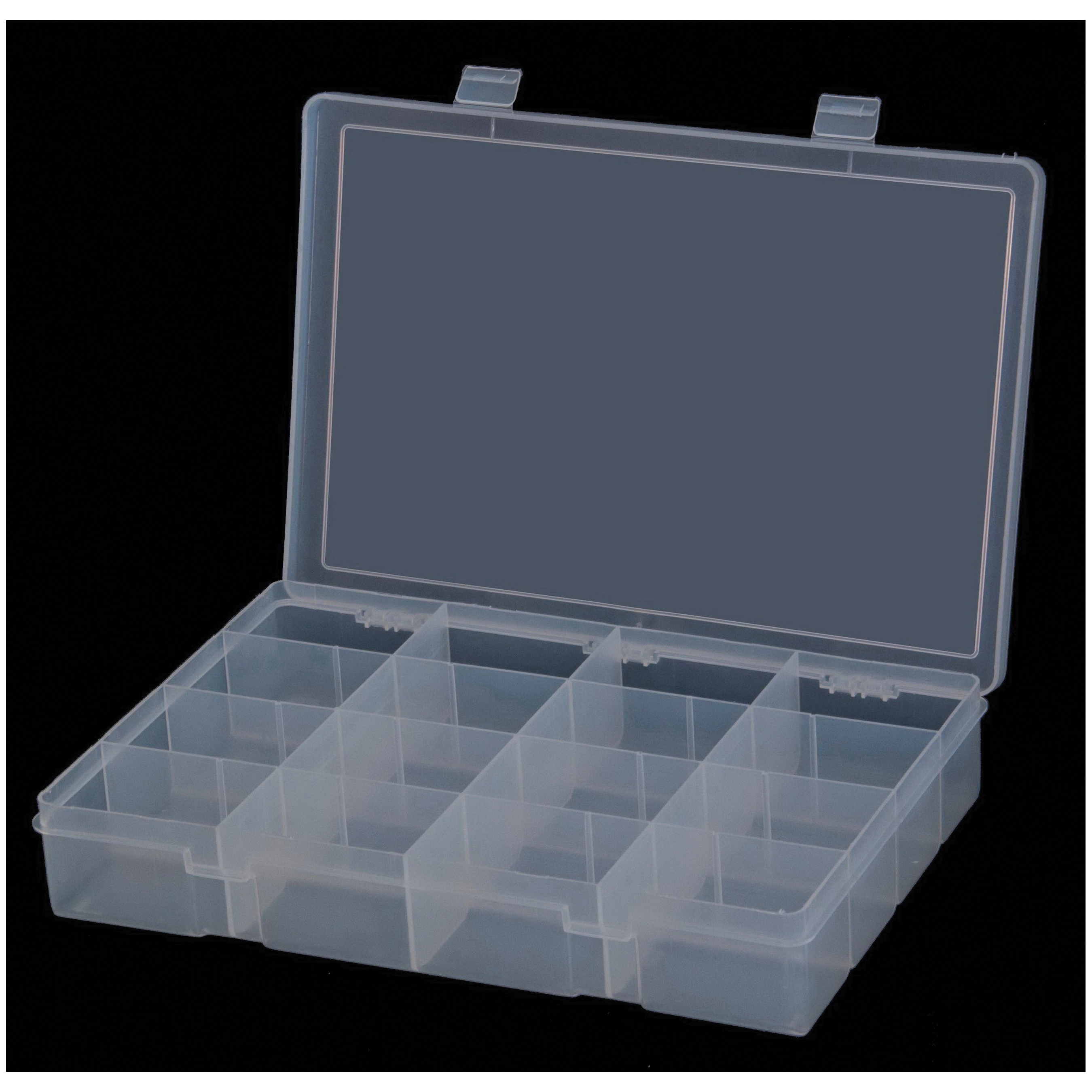 DURHAM MFG® LP16-CLEAR 16-Opening Large Compartment Box, For Use With 291-95 Rack, Polypropylene, Clear