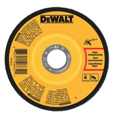 DeWALT® DW4542 Depressed Center Wheel, 4-1/2 in Dia x 1/4 in THK, A24N Grit, Aluminum Oxide Abrasive