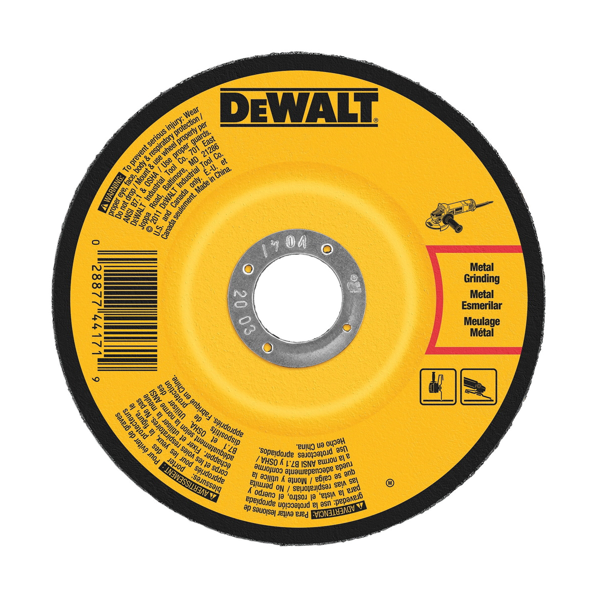 DeWALT® DW4545 Depressed Center Wheel, 6 in Dia x 1/4 in THK, 7/8 in Center Hole, A24N Grit, Aluminum Oxide Abrasive