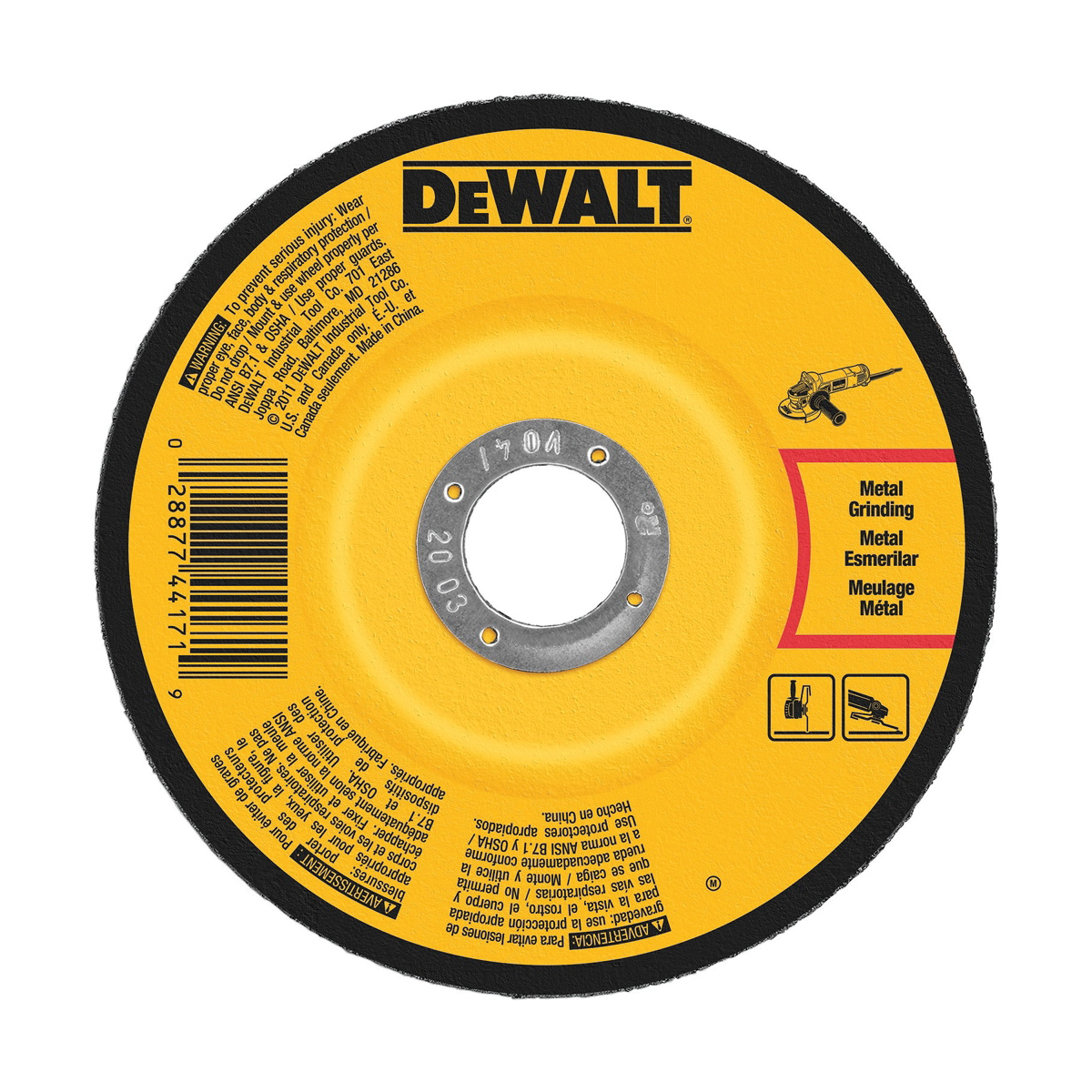 DeWALT® DW4546 Depressed Center Wheel, 6 in Dia x 1/4 in THK, A24N Grit, Aluminum Oxide Abrasive