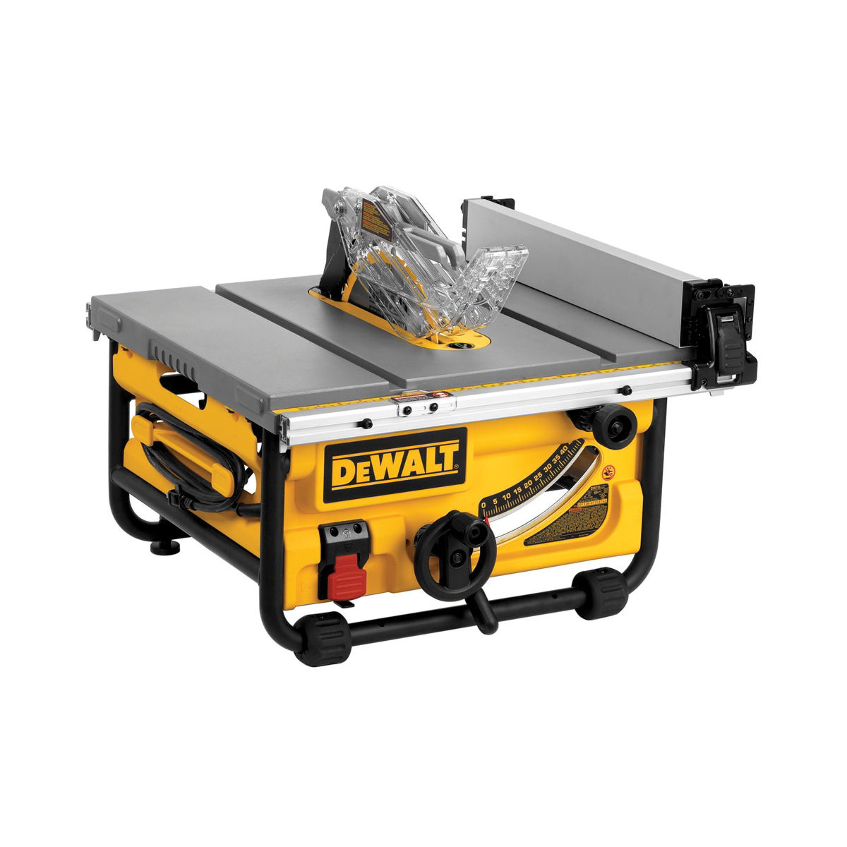 DeWALT® DWE7480 Compact Jobsite Table Saw With Site-Pro Modular Guarding System, 10 in Dia Blade, 5/8 in Arbor/Shank, 3-1/8 in 90 deg Capacity, 2 hp, Tool Only