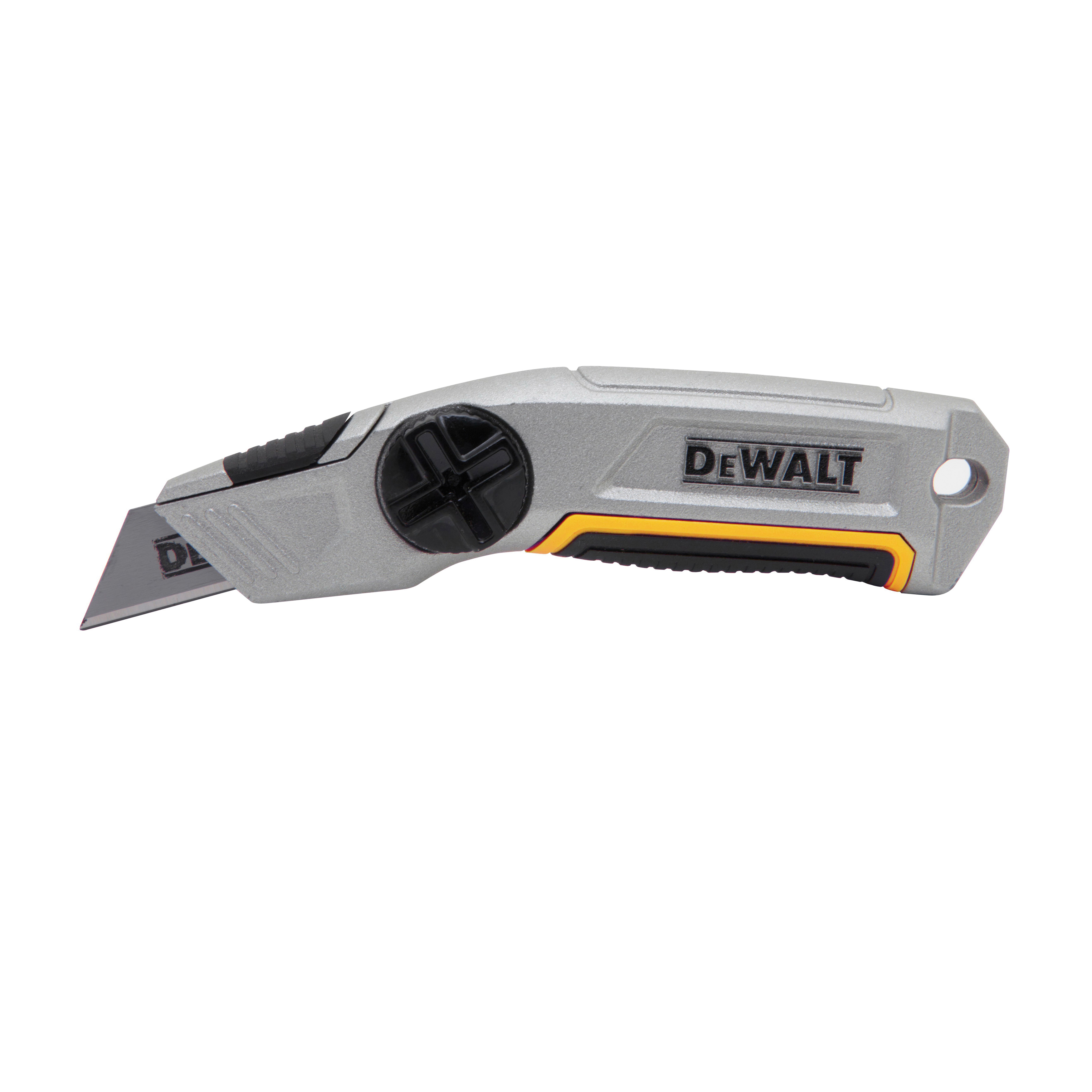DeWALT® DWHT10246 Utility Knife, Fixed Blade, Thumb Dial Release, 3 Blades Included, Carbon Steel Blade, 8 in OAL