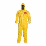 DuPont™ QC122SYL Standard Coverall With Attached Hood and Socks, Yellow, 10 mil Tychem® 2000