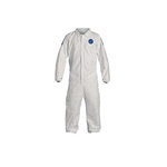 DuPont™ TD125SWB Laydown Collar Disposable Coverall With Elastic Wrist and Ankle, Blue Back/White Front, 5.9 mil Tyvek® 400 D