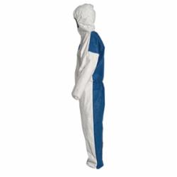 DuPont™ TD127SWB Disposable Coverall With Respirator Fit Hood, Elastic Wrist and Ankle, Blue Back/White Front, 5.9 mil Tyvek® 400 D