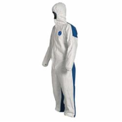 DuPont™ TD127SWB Disposable Coverall With Respirator Fit Hood, Elastic Wrist and Ankle, Blue Back/White Front, 5.9 mil Tyvek® 400 D