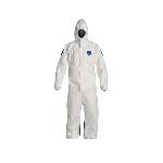 DuPont™ TD127SWB Disposable Coverall With Respirator Fit Hood, Elastic Wrist and Ankle, Blue Back/White Front, 5.9 mil Tyvek® 400 D