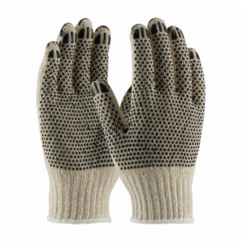 PIP® FingerNails® 36-C330PDD Heavy Duty General Purpose Gloves, Coated, PVC Palm, Cotton/Polyester, Black/White, Continuous Knit Wrist Cuff, PVC Coating, Resists: Abrasion and Cut, Cotton/Polyester Lining, Seamless Knit